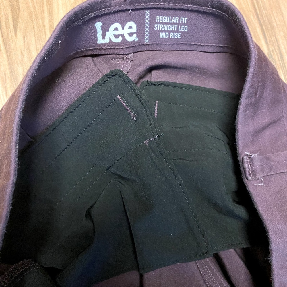 Lee strait fit mid rise purple pants